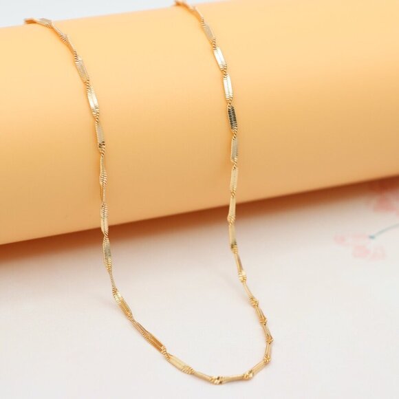 Elegant Rose Gold Plated Necklace with Textured Link Chain Design, XPNL0201 - Picture 1 of 12